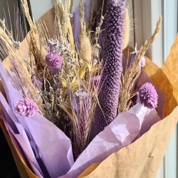 Evighedsbuket naturblomster lilla