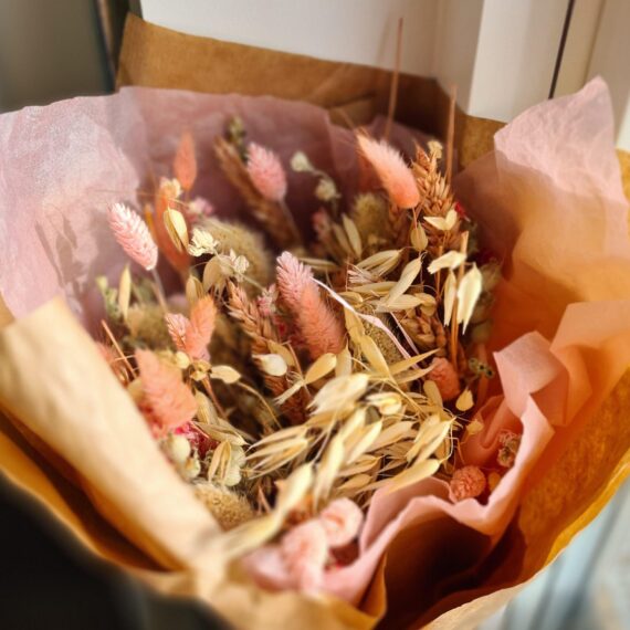 Evighedsbuket i lyserød og naturfarve